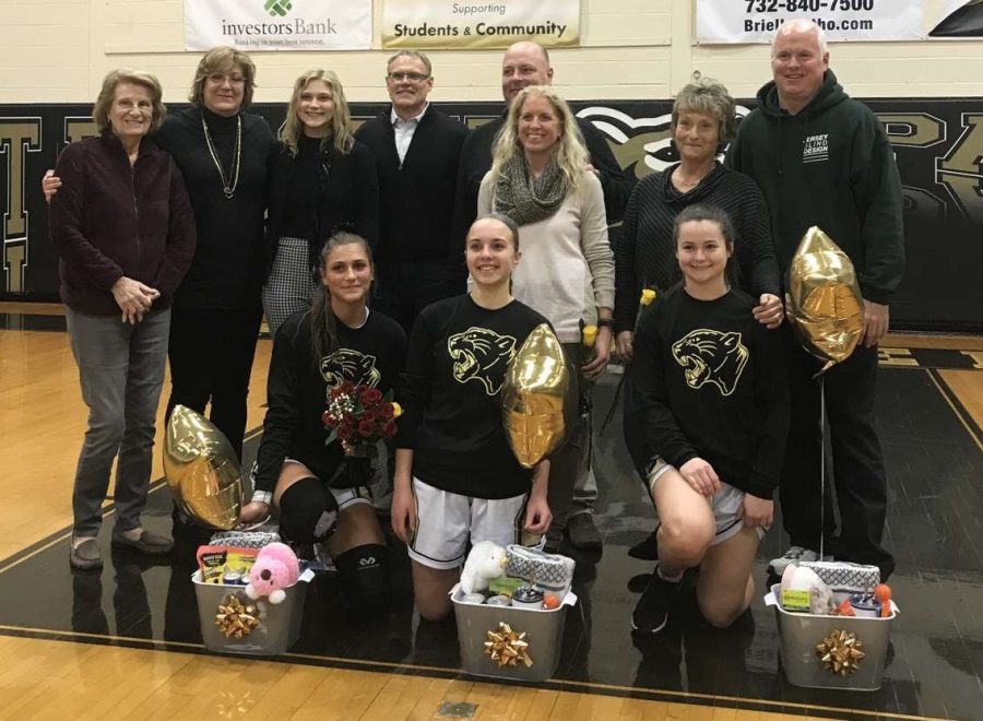 The Seniors (from left to right), Kate Leturgez, Rachel Wisniewski, and Megan Feehan.