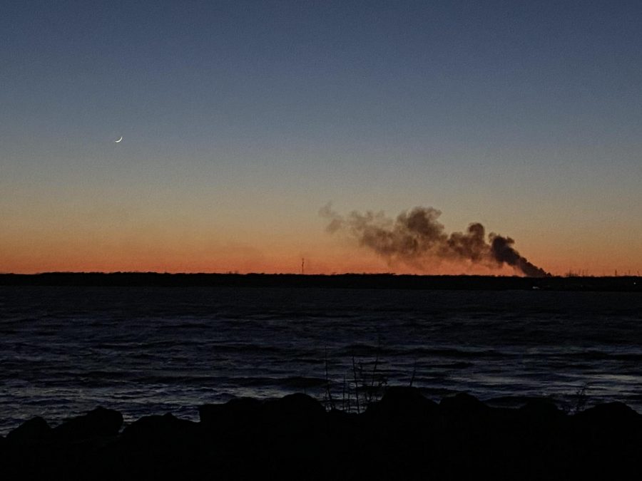 Smoke seen from the Mantoloking Bridge