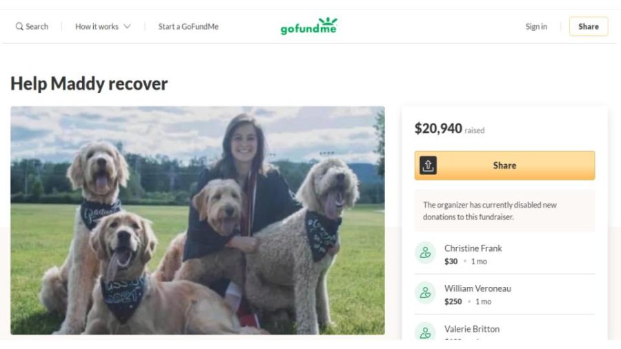 Maddy's family has set up a Gofundme page to help cover her mounting hospital bills