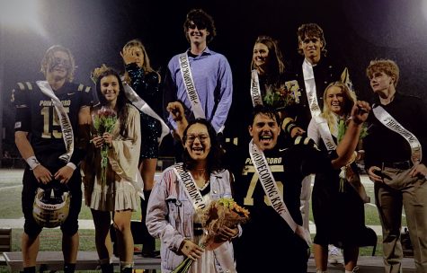The Homecoming court with the King and Queen.